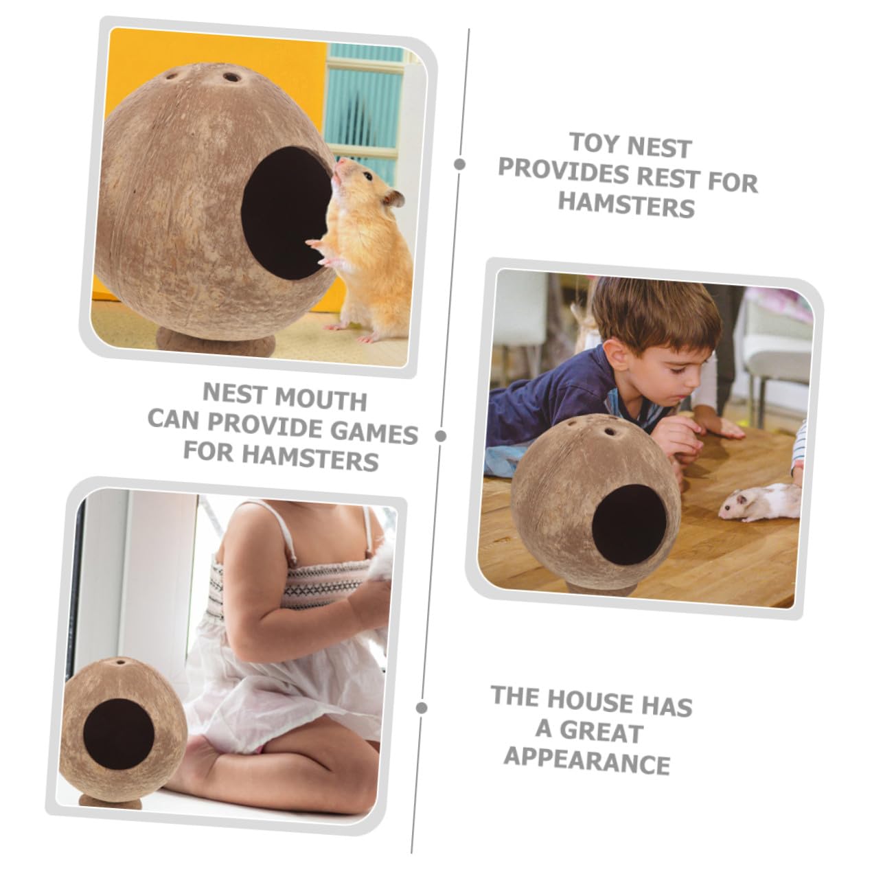 BESTonZON 2stücke Kokosnusshütte Für Hamster Und Kleintiere Versteckhaus Aus Kokosnussschalen Zum Verstecken Spielen Und Ausruhen Für Hamsterkäfige Und Meerschweinchenverstecke