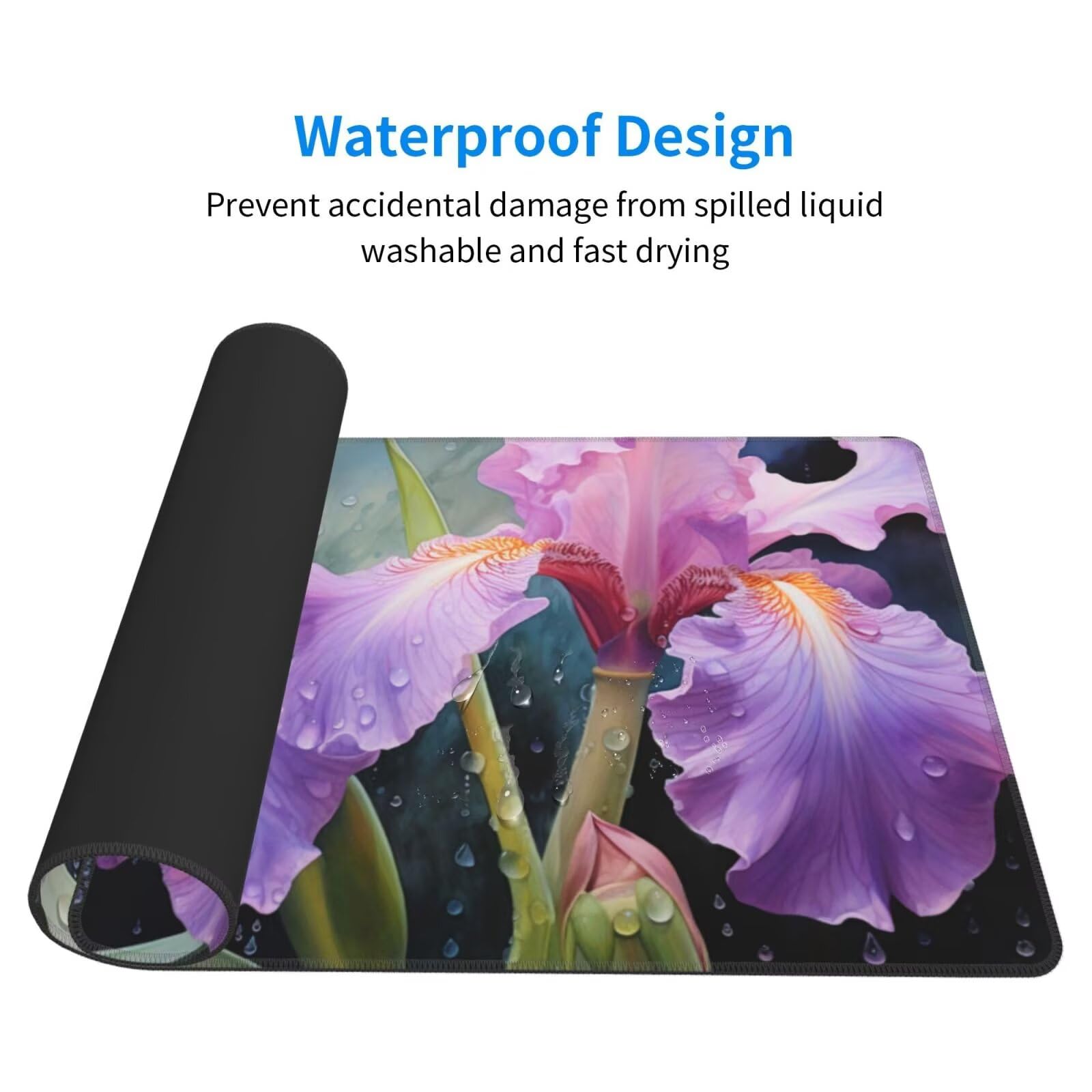Alfombrilla de Ratón Gaming Grande XXL 1200x600x4mm con Bordes Cosidos, Tela de Micro Tejido, Base de Goma Antideslizante y Mouse Pad, para Teclado Jugadores Escritorio PC, Oficina Hojas Moradas Y6931