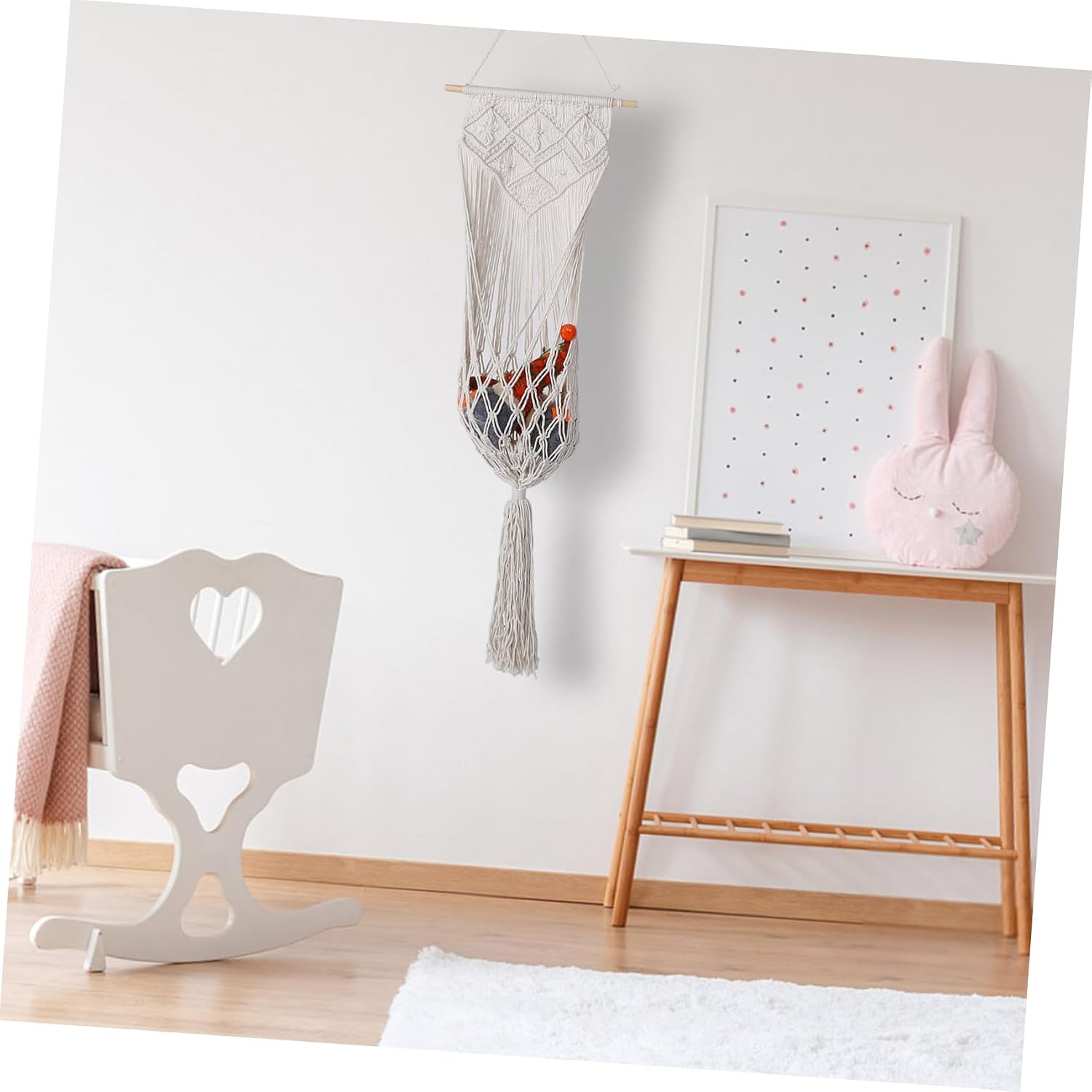 Stuffed Animal Net Wall Organizer Sturdy Rope Sticks Effortless Installation Multiuse Toy Storage for Boy Girl Room Nursery Decor Space-saving