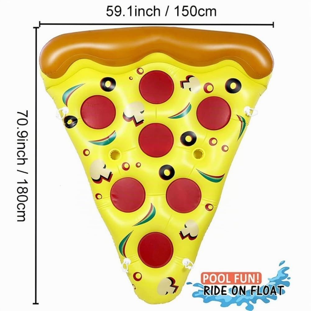 Colchoneta Piscina Adultos - Flotador Piscina Hinchables con Portavasos, Flotador Inflable Pizza Grande Flotador Hinchable de Bronceado para Piscina Playa Fiestas Verano