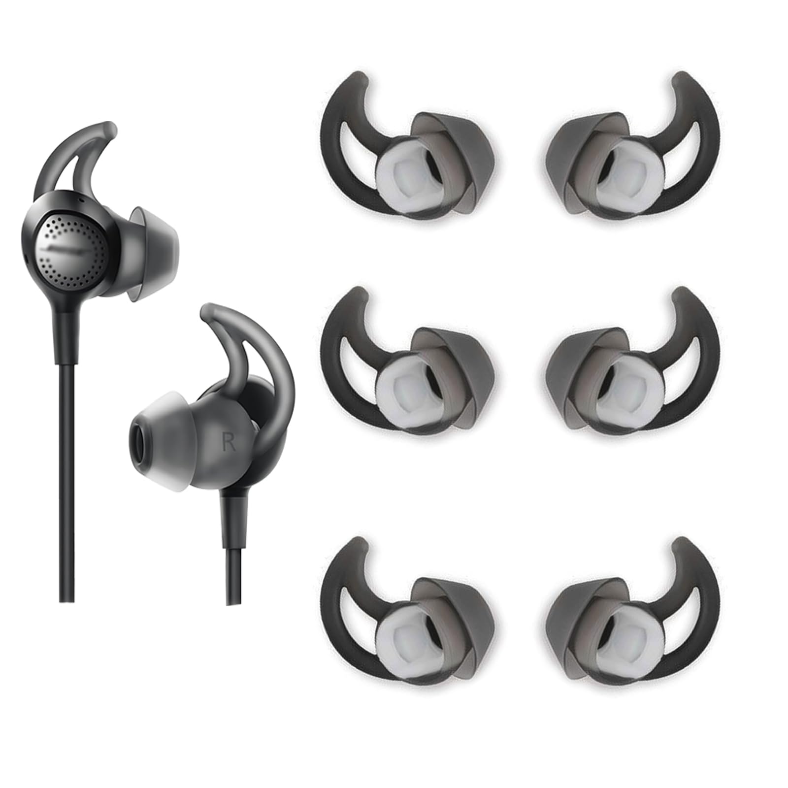 TSZYYM for Bose Soundsport Earbuds Replacement Tips (S 3 Pairs Black) Washable and Reusable Silicone for Bose Sound Sport Earbuds Replacement Tips for
