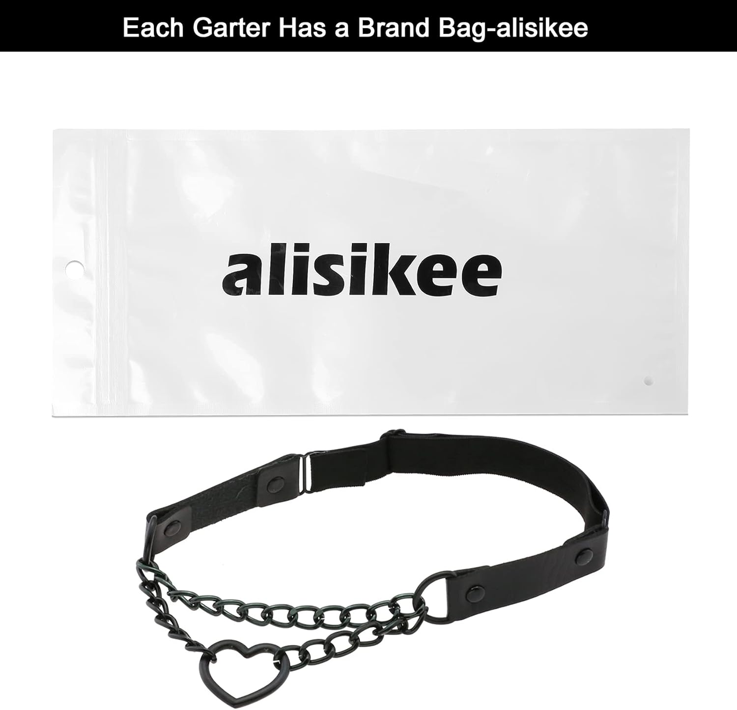 2PCs Adjustable Leg Garter with Chains, Elastic Heart Thigh Garters Belt for Women - Image 7