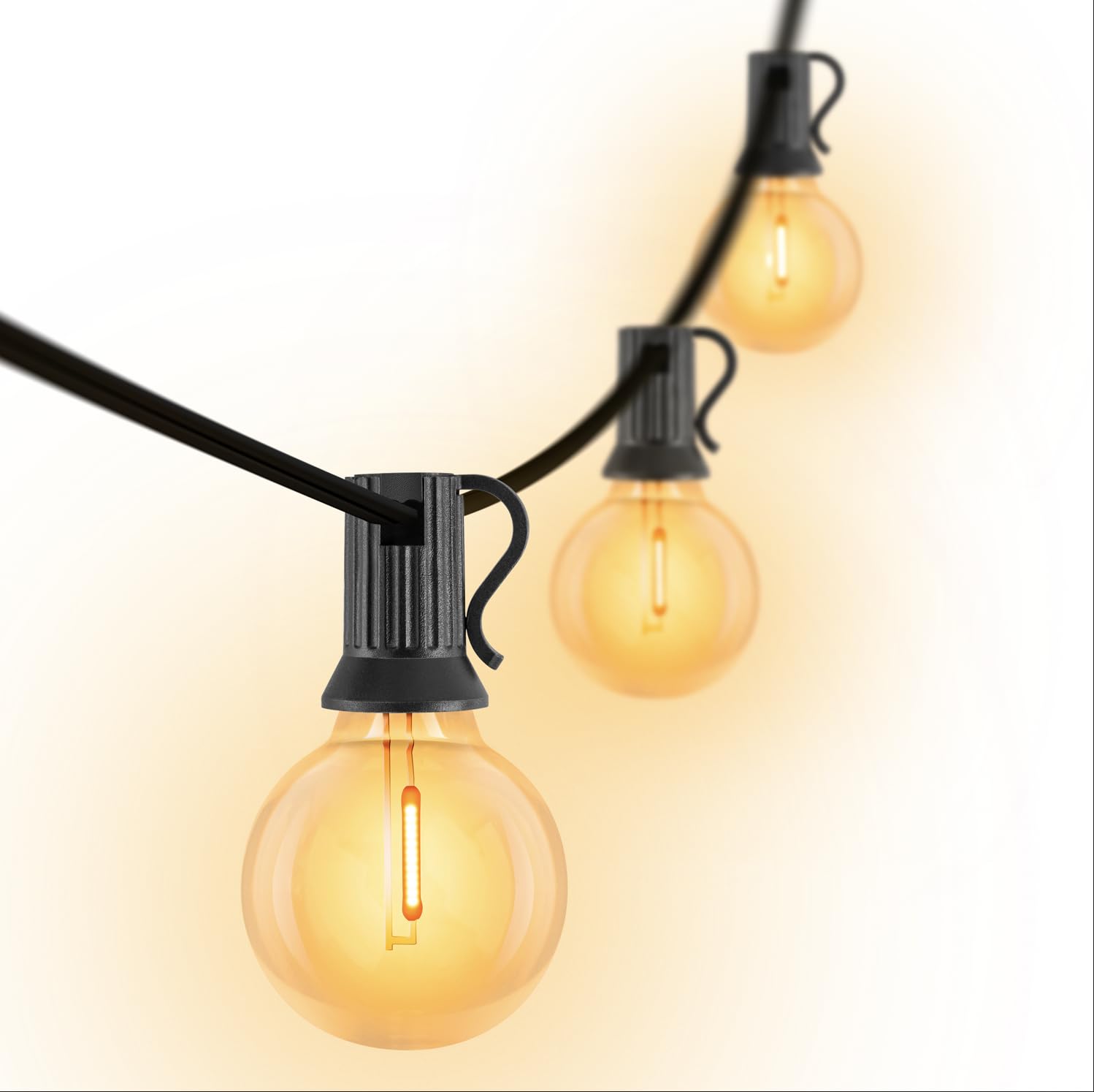 Guirnalda Luces Exterior, 82ft/25M 44+4 G40 LED Bombillas Inastillable, Guirnaldas Luces Exterior Enchufe Guirnalda Bombillas para Jardín Patio Cafe Fiesta Boda[Clase de eficiencia energética A+++]