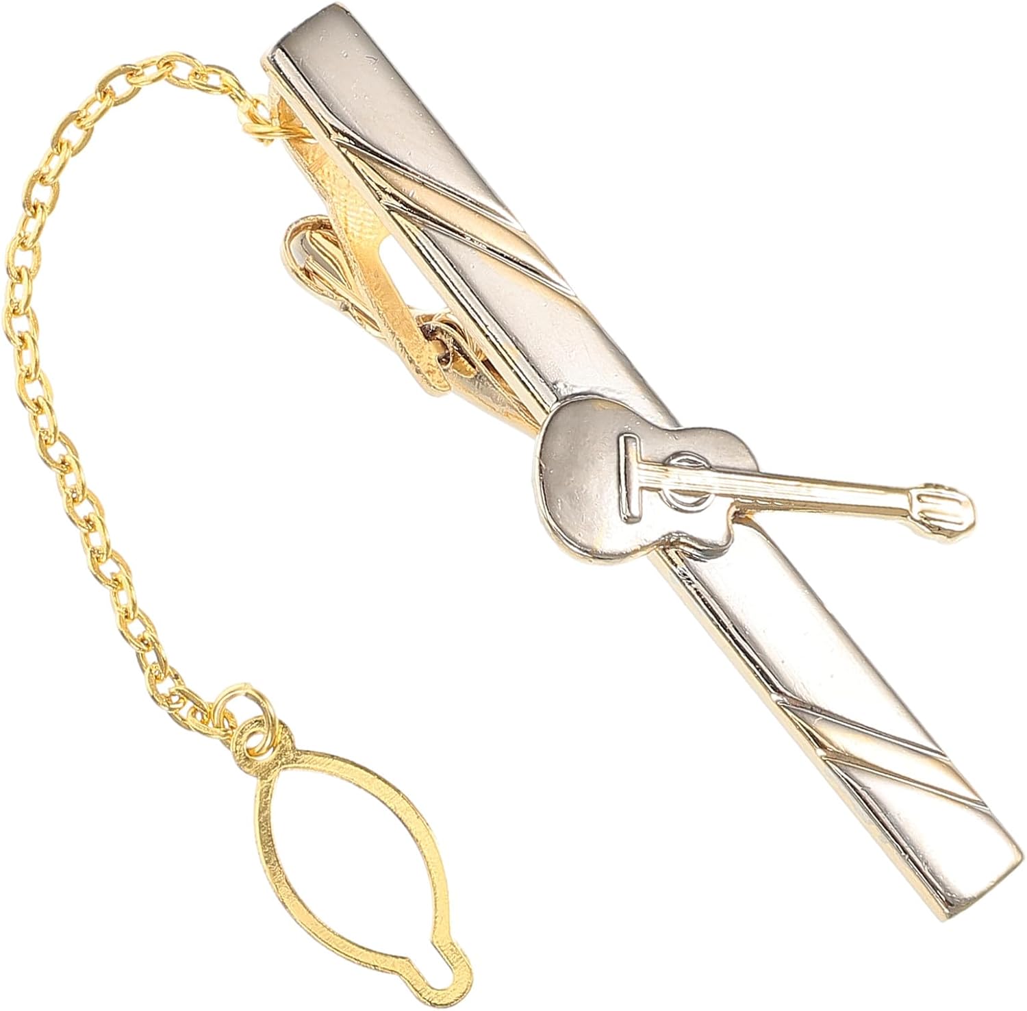 Abaodam Copper Guitar Tie Clip for Men Musician Accessory with Firm Grip Stylish Necktie Bar for Music Teachers and Performers for Banquets Concerts and Custom Tie Clips