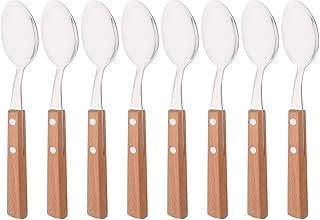 Uniturcky Espresso Spoons, 8-Piece Mini Coffee Stainless Steel Spoons Bistro Small Spoons for Dessert, Tea, Appetizer, Dessert Spoons with Wooden Handle, 6.3-inch Flatware Teapoons