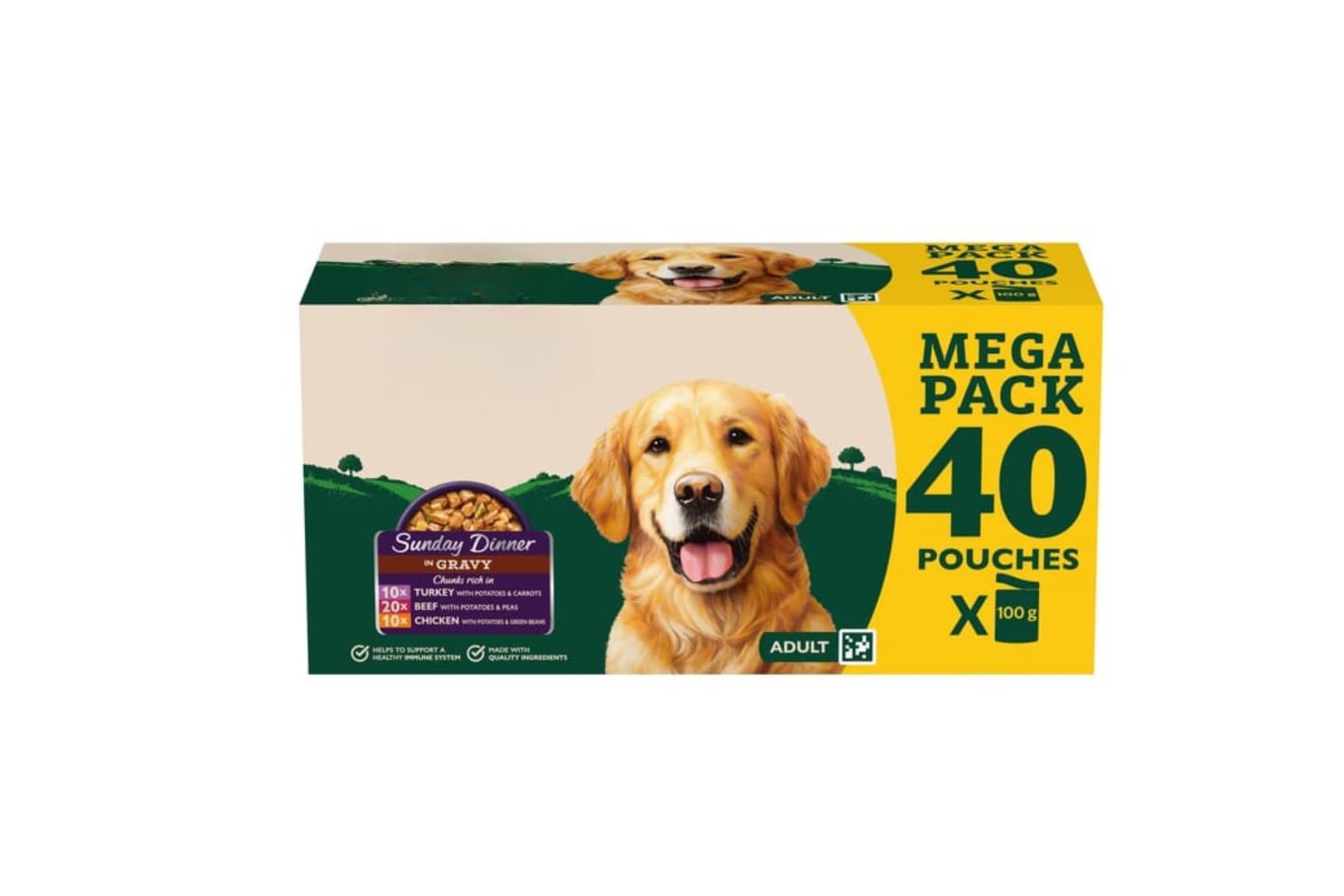 Sunday Dinner Mixed In Gravy Wet Dog Food 40 X 100g - No Added Artificial Colours; Flavours Or Preservatives - Helps To Support A Healthy Immune System - Strong Bones & Teeth Proteins