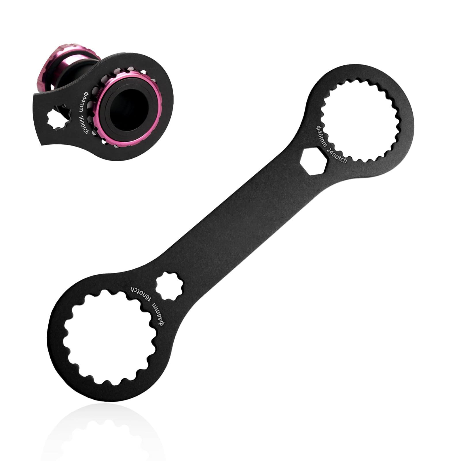 Herramienta Centerlock, disco de freno negro Centerlock, aleación de aluminio BB44+BB46 2 en 1, herramienta de rodamiento de pila, adecuado para reparaciones de bicicletas (negro)