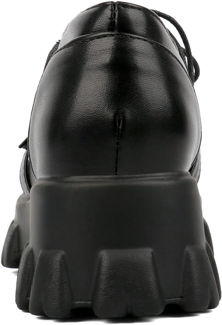 KOKOMOMO Womens Platform Oxford Shoes Chunky Platform Loafers Goth Buckle Shoes