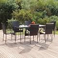 HXUHUWS Durable 7 Piece Outdoor Patio Dining Set, Weather-Resistant Rattan Chairs and Glass Table, Space-Saving Design