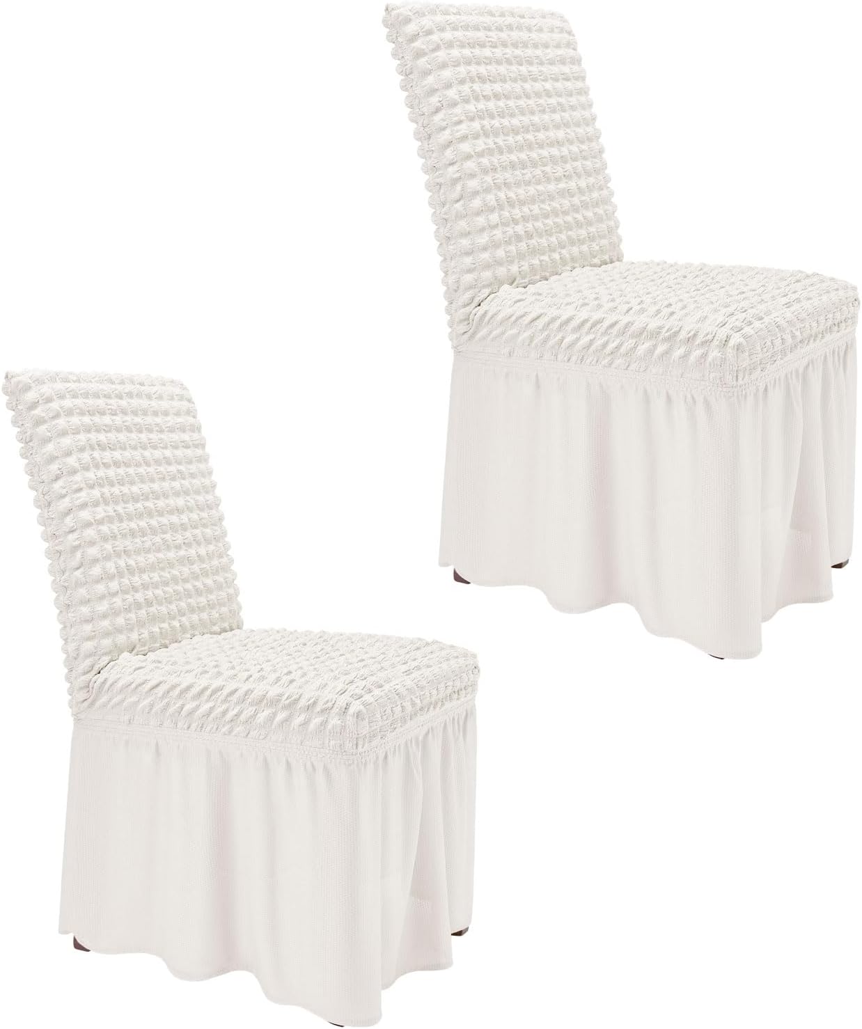 NICEEC High Stretch Chair Covers for Dining Chairs Covers Set of 4 Removable Dining Room Chair Covers with Skirt Spandex Parson Dorm Chair Slipcovers Protector for Kitchen Wedding Party Banquet(Beige)