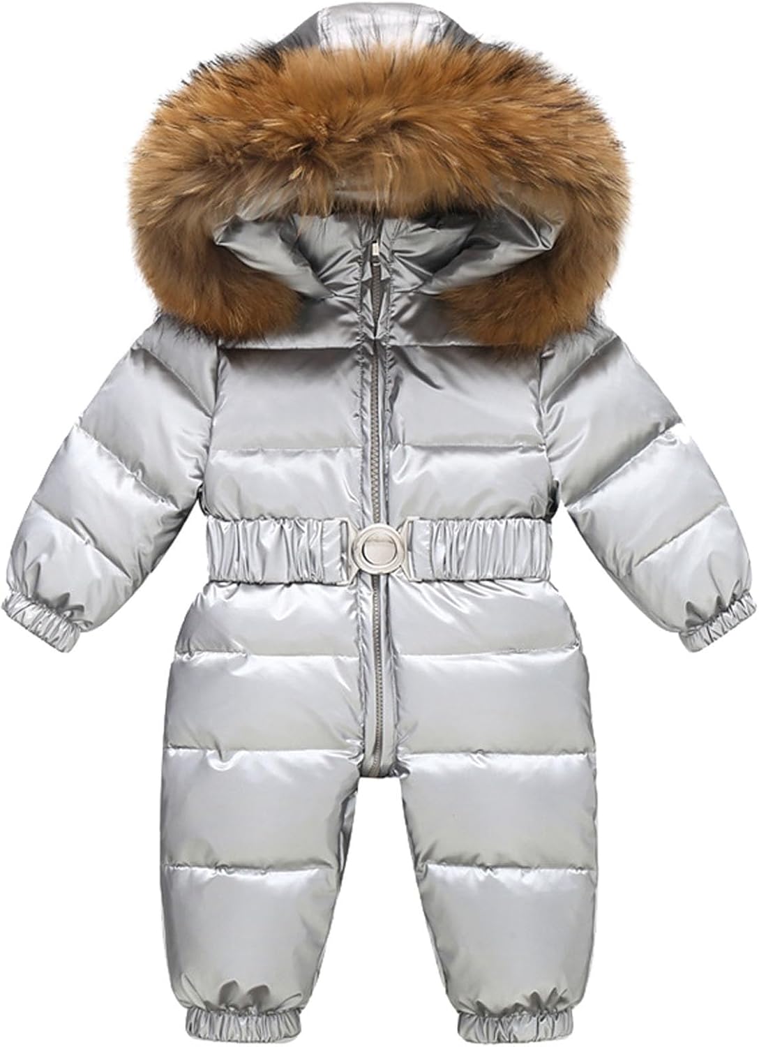 Toddler Boys Girls Hooded Snowsuit with Detachable Collar Baby Long Sleeve Puffer Jumpsuit Thicken Warm 𝗥omper
