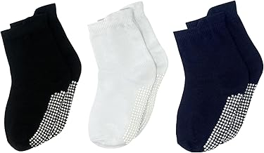 Kids Toddler Socks I Combed Cotton Stylish Solid Non-Slip Ankle Crawling with Grips I Anti-Skid, Comfortable Sock for Girls Boys Children