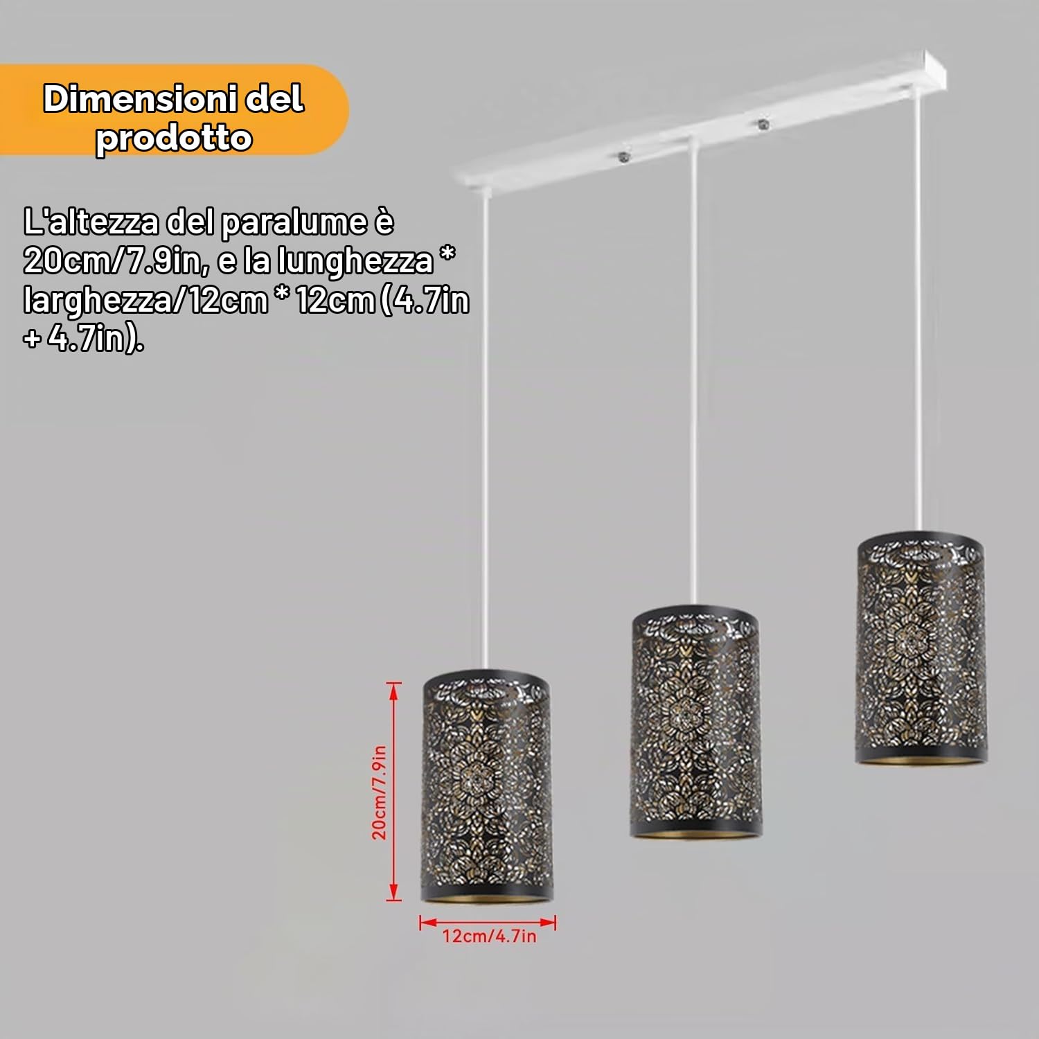 Fyearfly Nero Paralumi in Metallo, Paralume Cilindrico con Motivo Floreale per Lampada da Tavolo, Lampada da Terra e Lampada a Sospensione (7,9 x 4,7 x 4,7 Pollici)