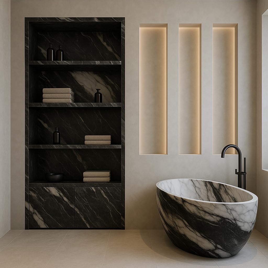 TrAdE Shop Traesio - Pannello Adesivo Effetto Marmo Striato Pareti Paraschizzi 300x60cm Stanza Cucina 86522468 - Foto 5