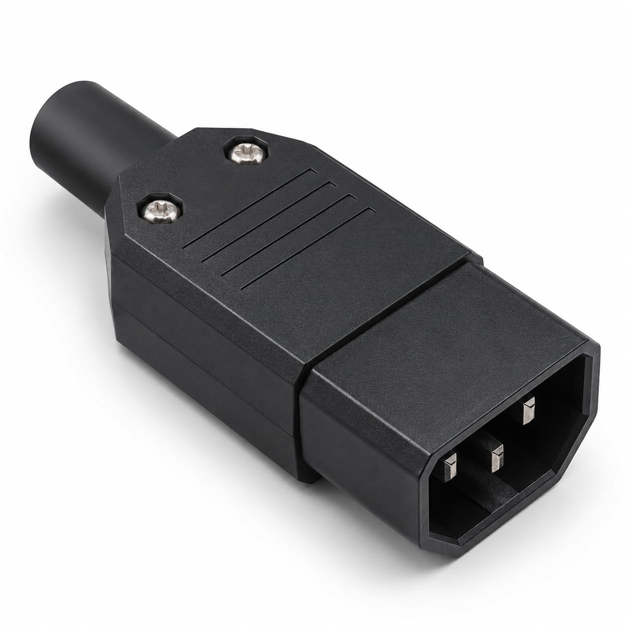 16a computer power plug male connector, 3-pin rewirable power cable connector for desktop pc, monitor, ups & printer, black, pack of 1
