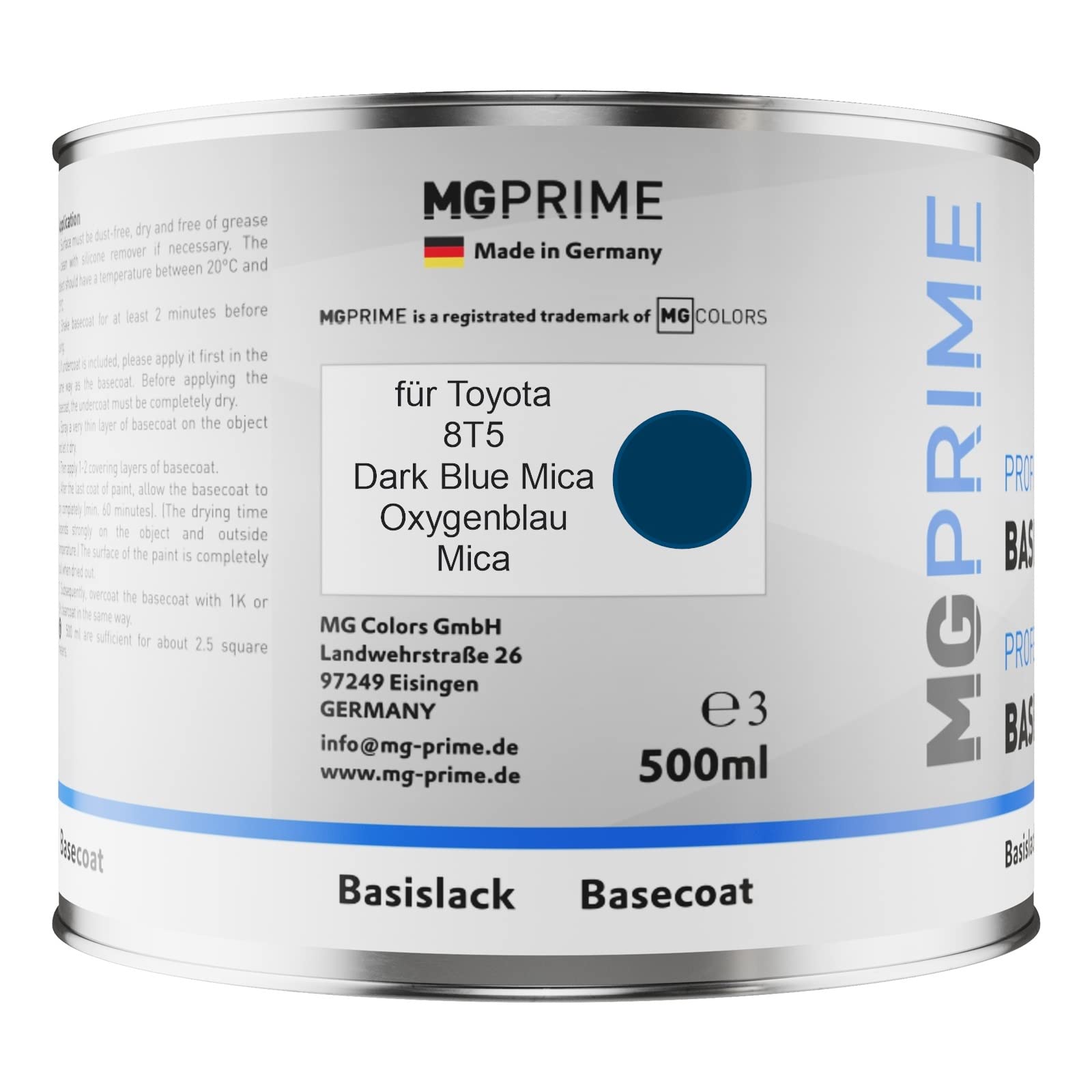 MG PRIME Kit pots de Peinture voiture pour Toyota 8T5 Dark Blue Mica 1,25L