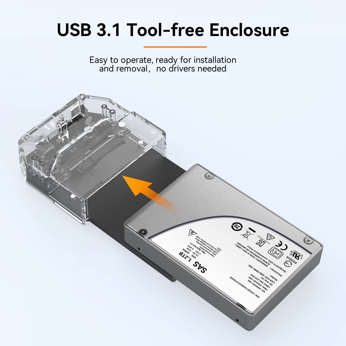 Adattatore da 2,5" SAS/SATA HDD/SSD a USB 3.1, docking station duplicatore K108SAS