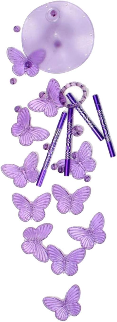Fashion Butterfly Wind Chime Bell Lucky Garden Hanging Decoration Ornament Gift,Memorial Wind Chimes Outdoor Gift - Purple