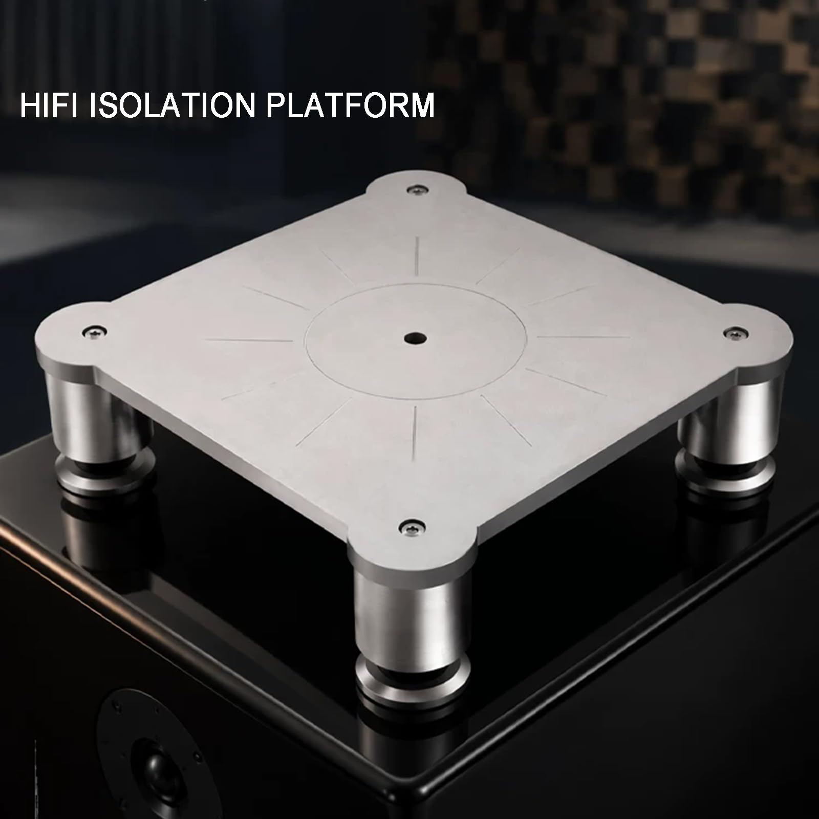 Base para Altavoces De Escritorio, Plataforma De Aislamiento HiFi, con Amortiguador Y Patas Ajustables, Absorbedor De Vibraciones De Audio De Aleación De Magnesio para Altavoces Y Amplificadores