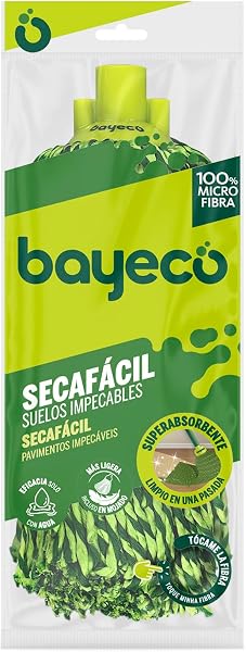 Bayeco - Fregona Secafácil Hilos 100% Microfibra - Absorción y Limpieza Superior - Ligera Incluso mojada - Más Resistencia y Durabilidad - Verde - 1 Unidad - 1