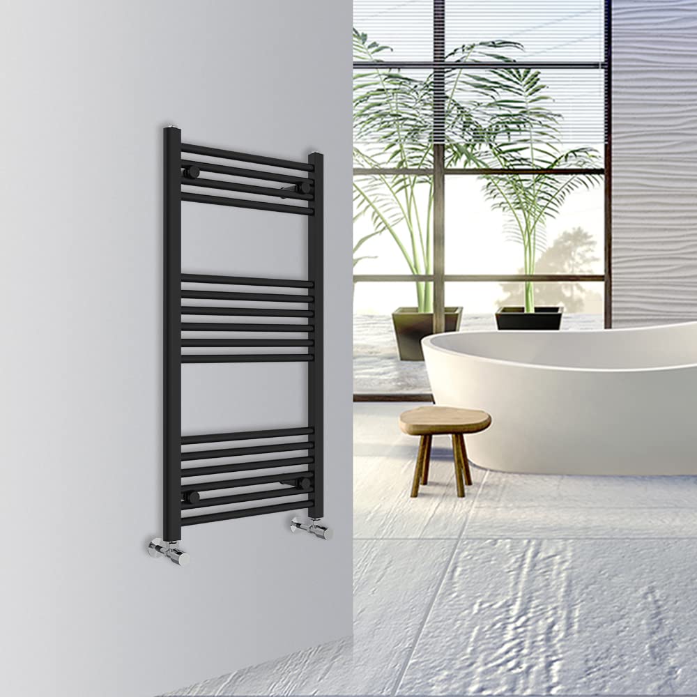 Warmehaus Black Straight Bathroom Heated Towel Rail Warmer Radiator Central Heating 1000X500mm