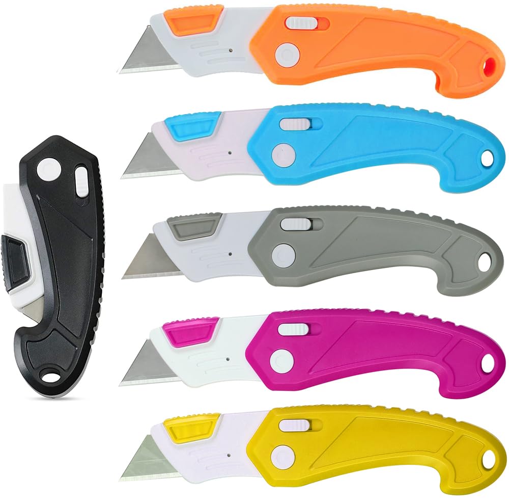 Lightweight Strong ABS Plastic Folding Utility Box Cutter (Multiple Colors, 6)
