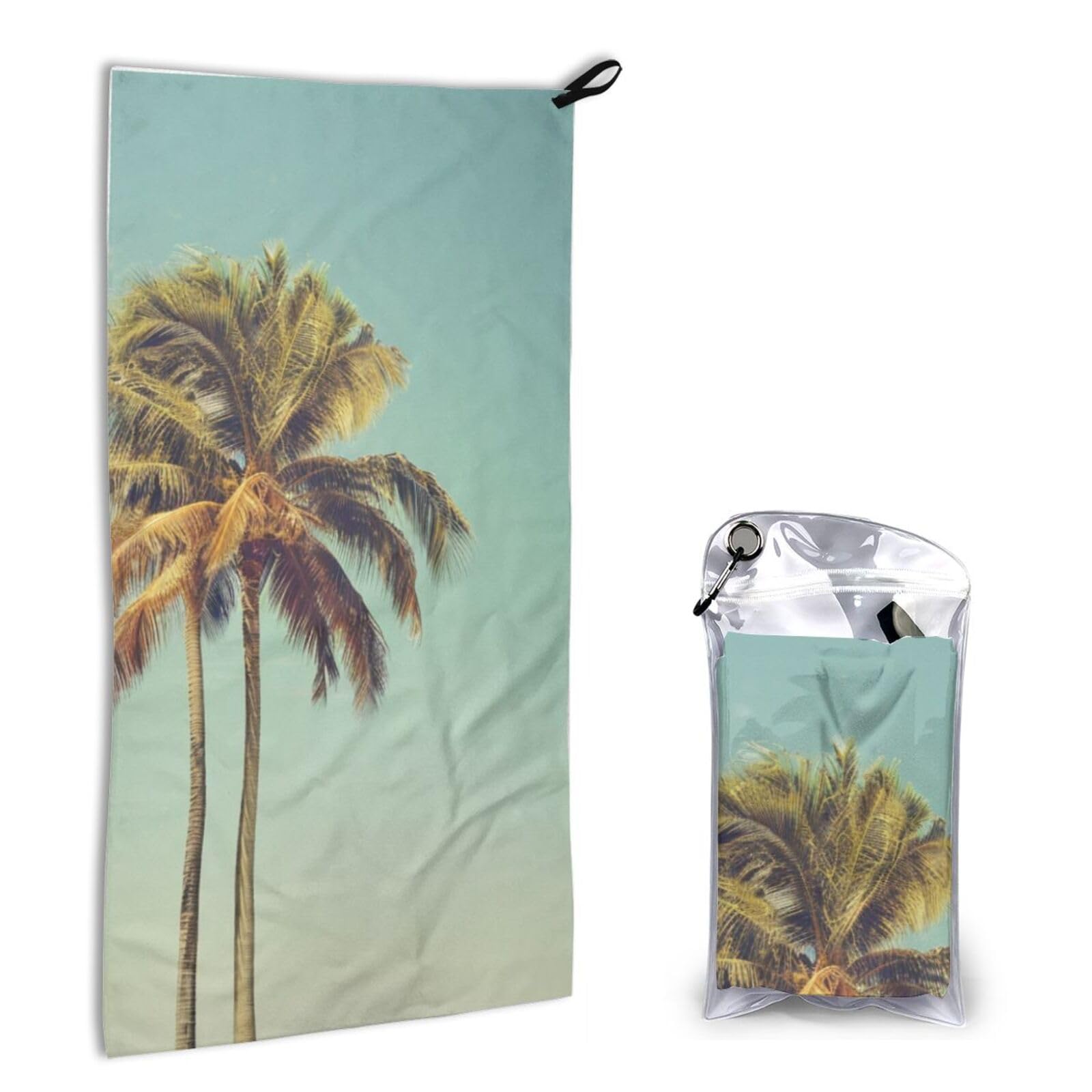 BWWHCCTI Quick Dry Hand Towel With Bag - Palm Tree Printed Super Absorbent Face Cloth Microfiber Travel Sports Towels 40x80cm