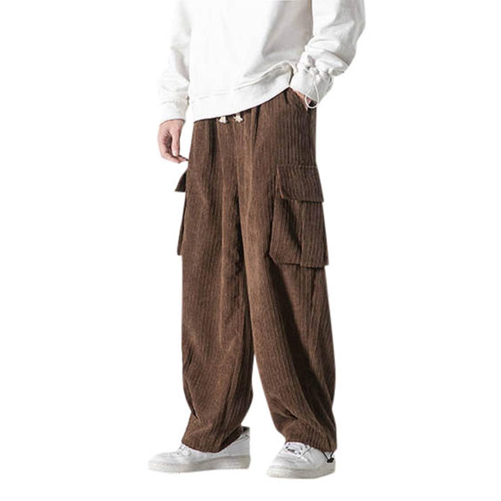 Lang Cordhose Herren, Cord Jogginghose Herren Essential, Elastische Pants Taille Trainingshose Stretch Freizeithose Mode Hosen Jogger Vintagehose Bequem Sporthose Soft Für Zu Hause Und Unterwegs