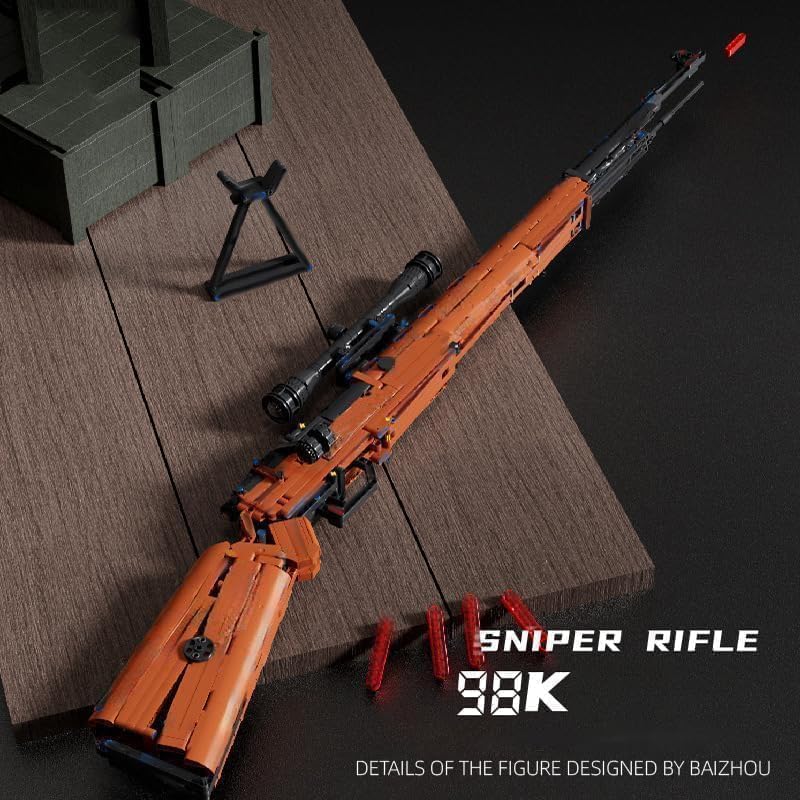Technik Arme Jeu de Construction, Militaire Maquette de Fusil de Précision 98K Gun, 653+Pièces Blocs de Construction Compatible avec Les Grandes Marques