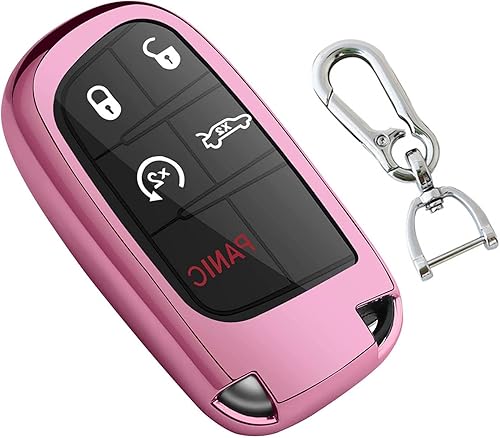 Funda para llave de Jeep con llavero de TPU suave de protección de 360 grados para Grand Cherokee Renegade Chrysler 200 300 Dodge Durango Challenger