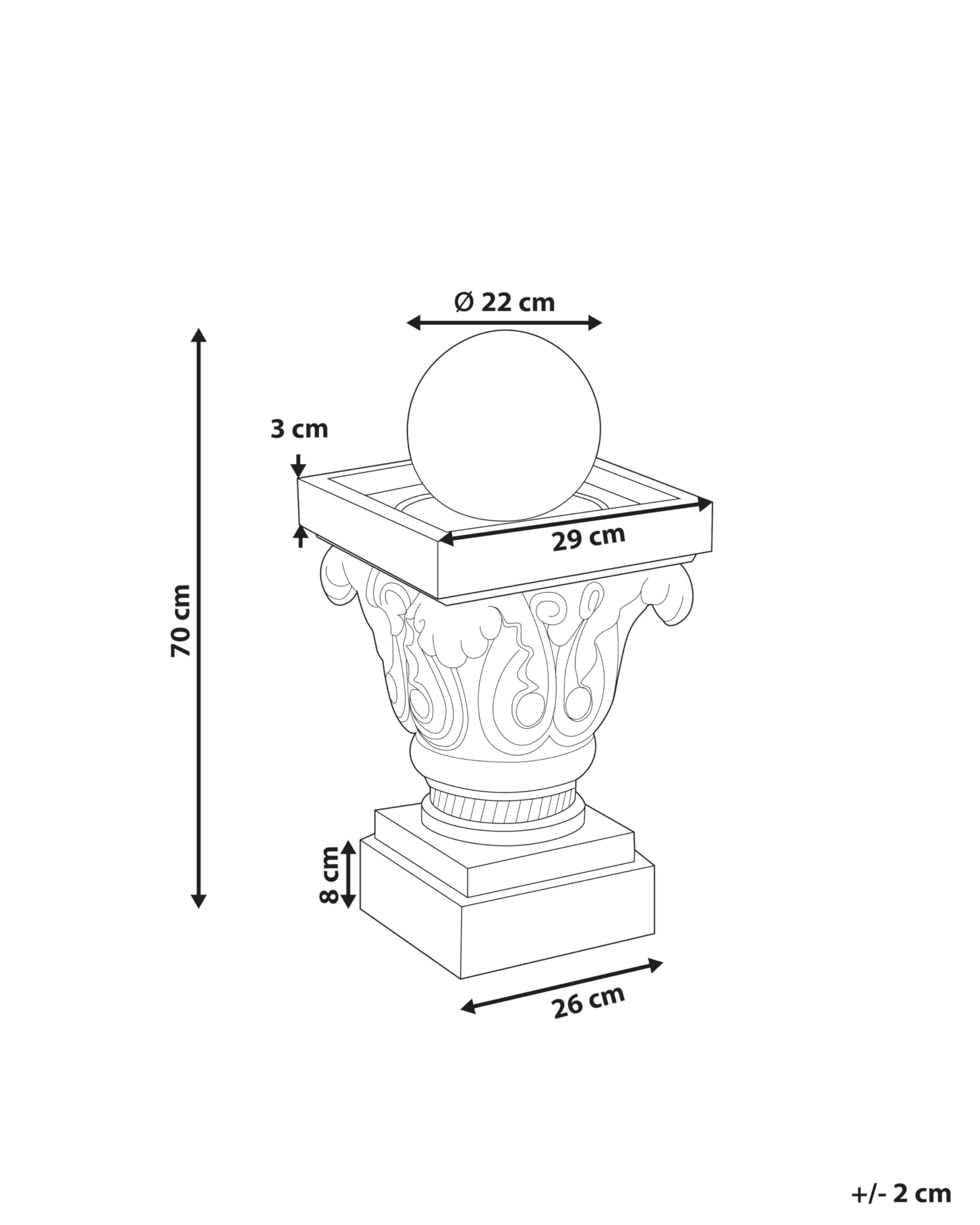 Beliani Gartenbrunnen Wasserspiel mit LED-Licht aus Kunstharz beige Velino