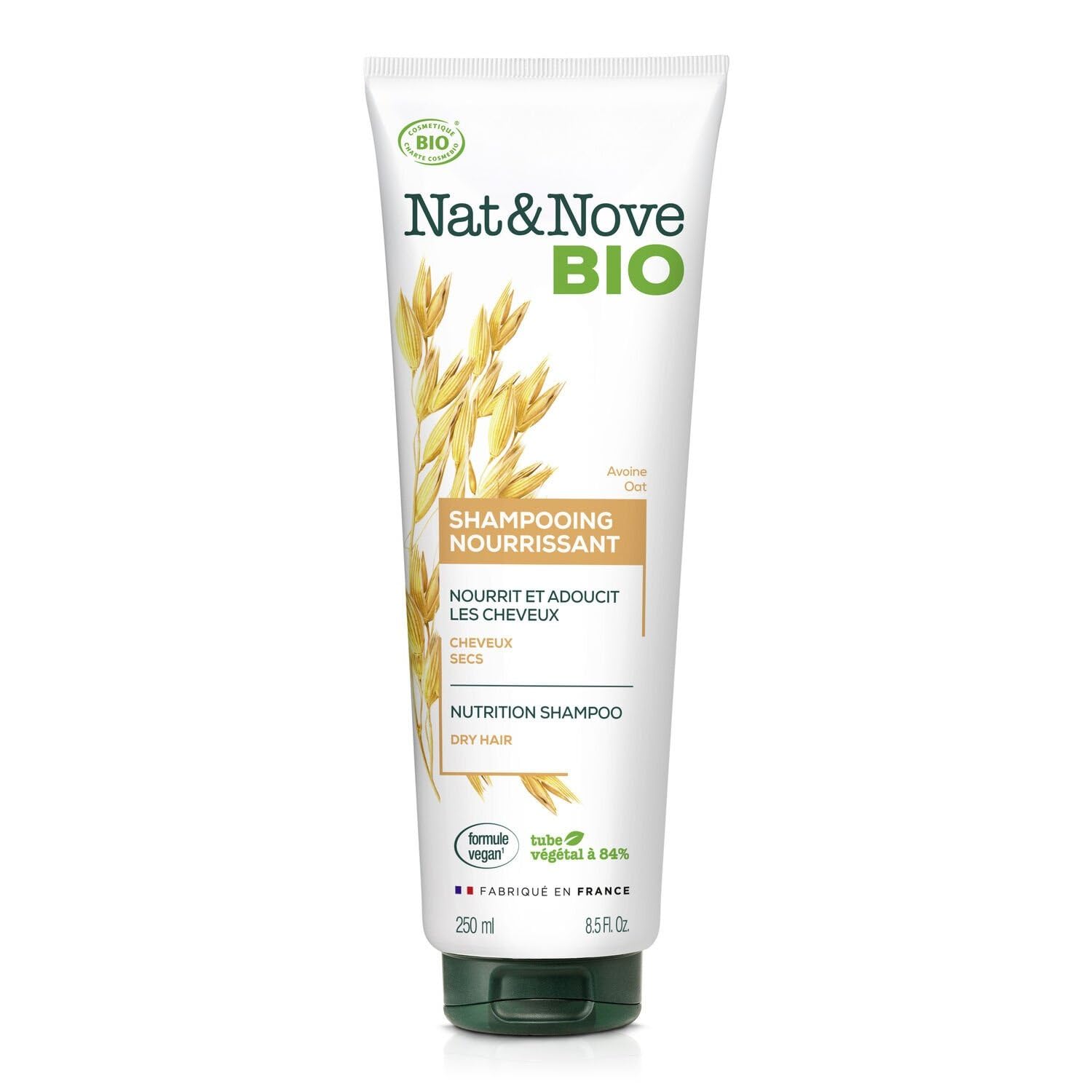NAT&NOVE BIO – Shampooing Nourrissant pour Cheveux Secs, Douceur et Soin à l’Avoine Bio (200mL) - Le lot de 3
