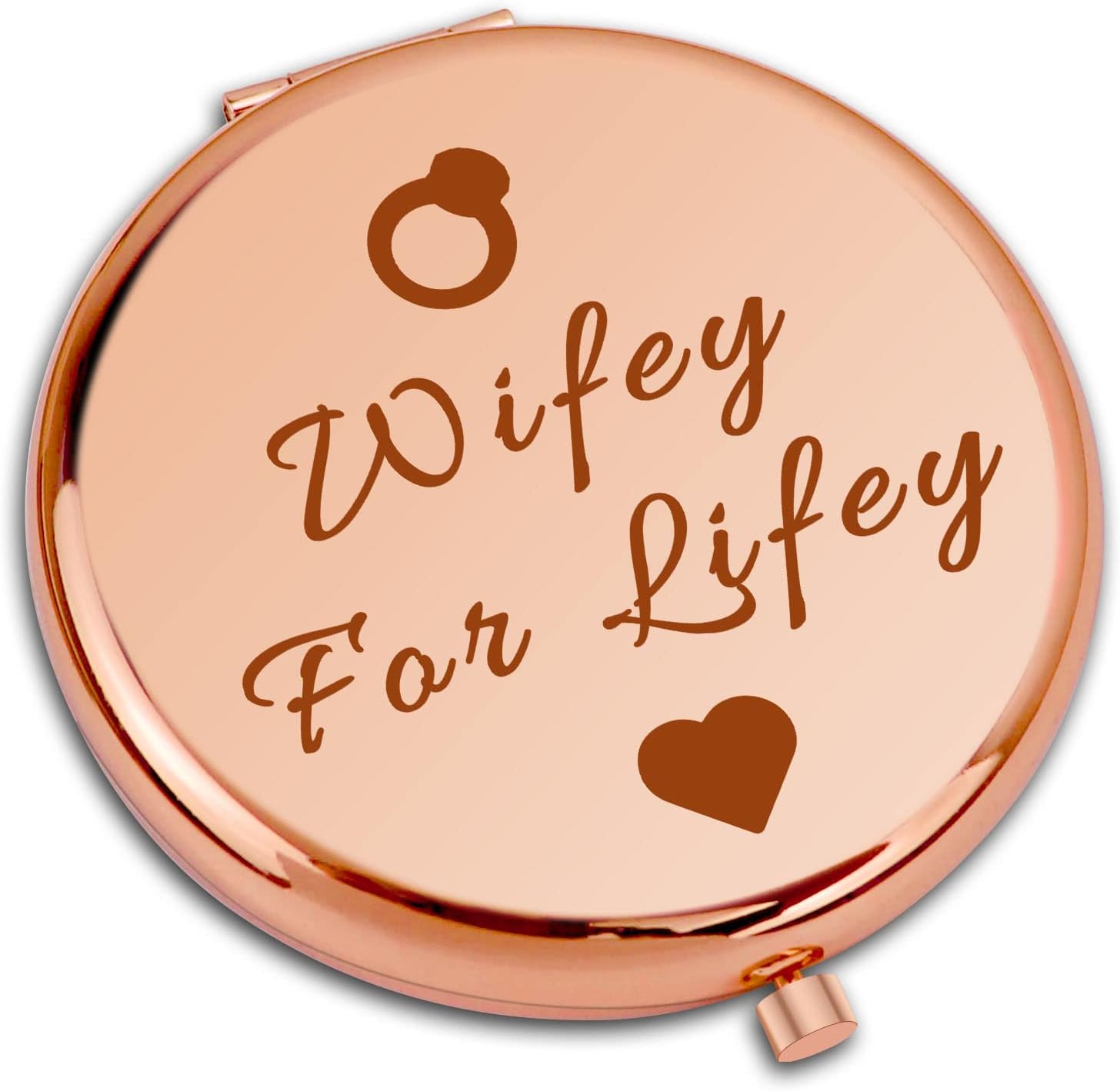 Bridal Shower Gifts Wifey Gift Compact Makeup Mirror For Bride Wedding Gift for Bride from Groom Wife Gifts from Husband Bachelorette Party Gifts Folding Makeup Mirror Engagement Anniversary Present