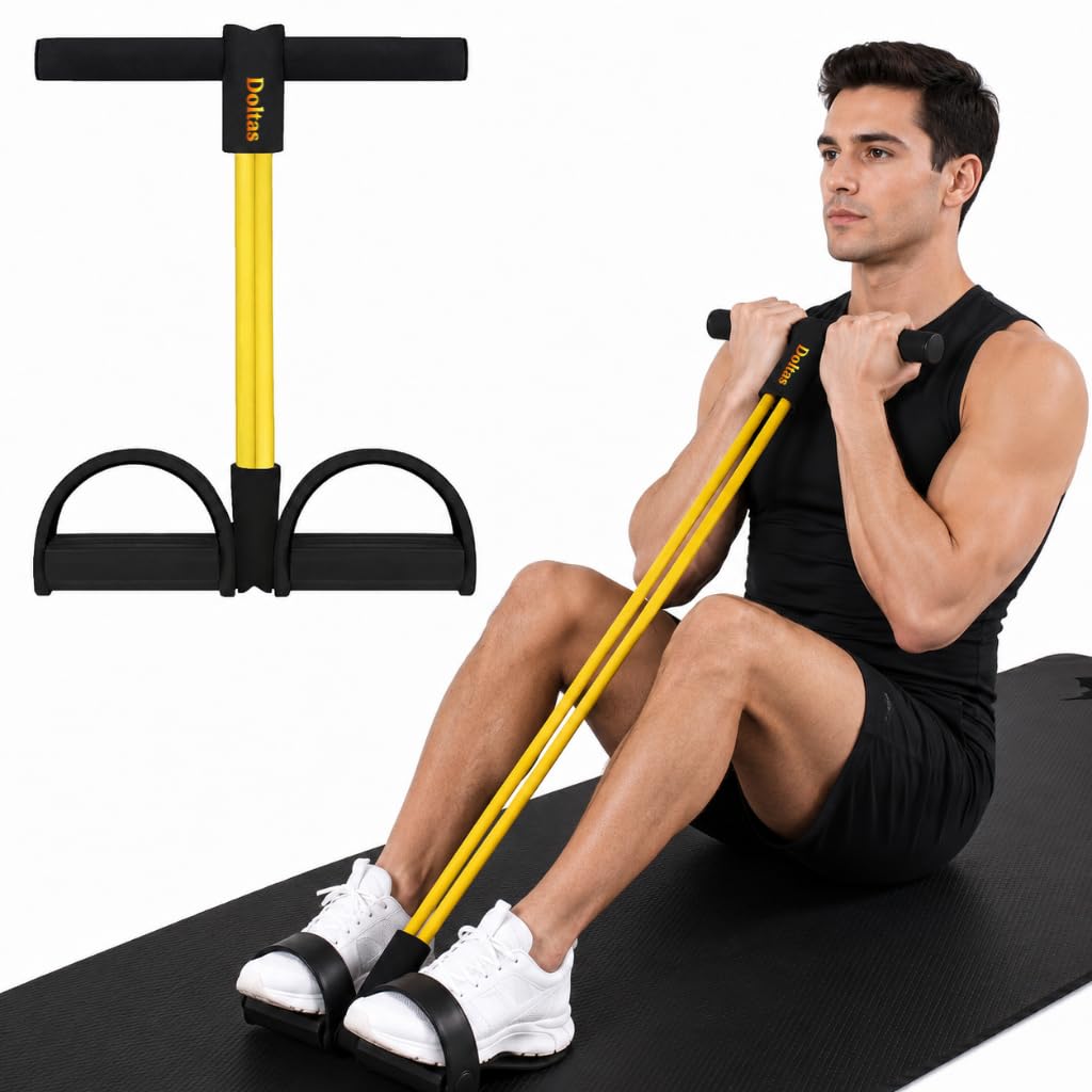 DOLTAS Tummy Trimmer for Men and Women – Resistance Band Leg Ab Full Body Exercise – Muscle Training and Fat-Burning Home Gym Equipment (Yellow & Black)-image-21