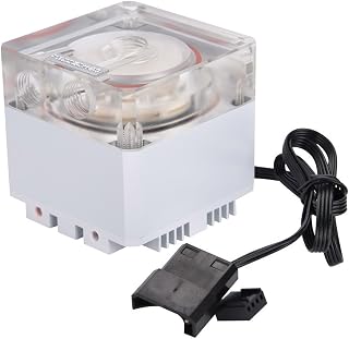 Low Noise CPU Water Cooling Pump 3000RPM Fast Heat Dissipation Computer Pump Tank for Desktop Computer Cool System (White)