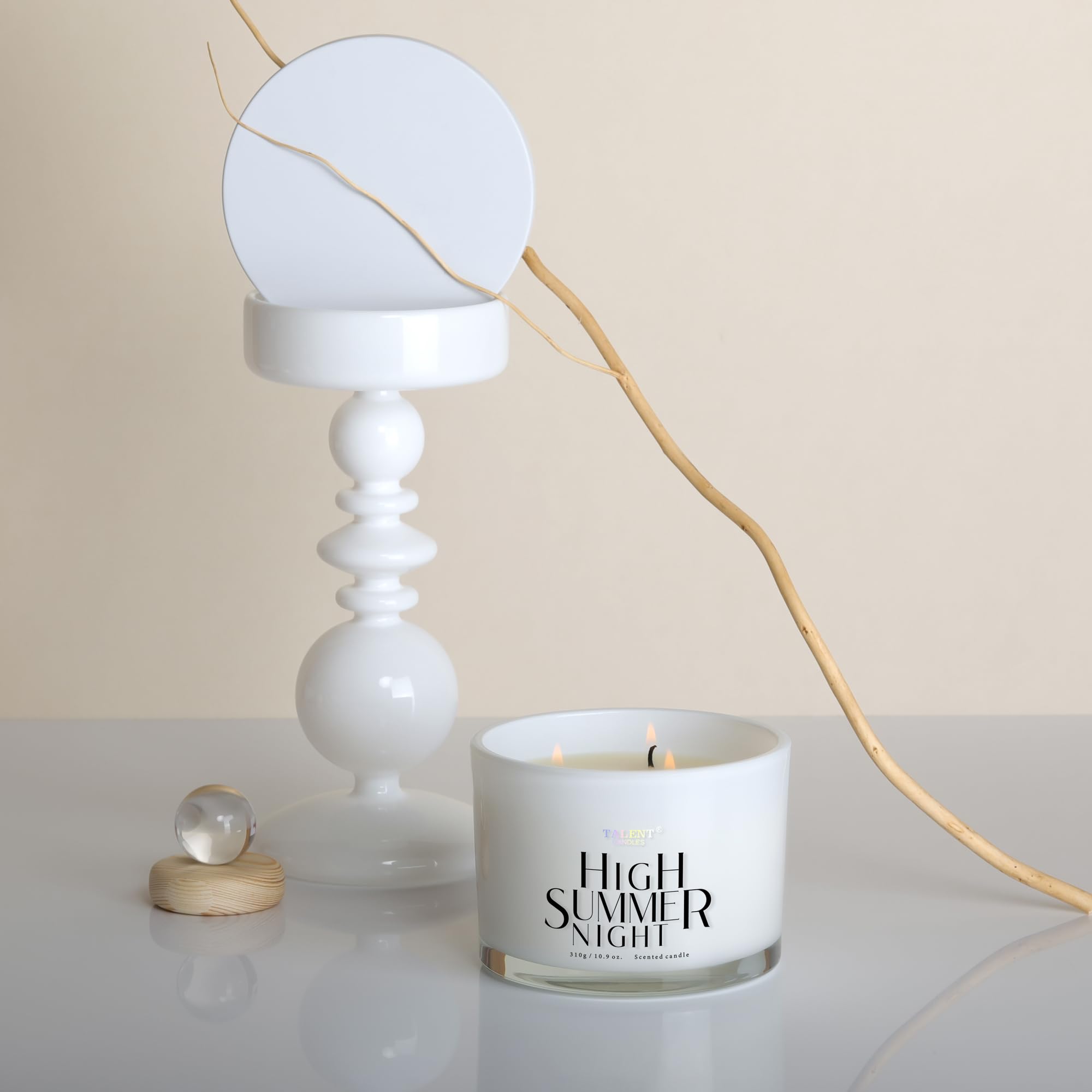 Duftkerze, TALENT Candles, 100% natürliches Sojawachs, 3 Dochte, Duftkerzen als Geschenk für Frauen und Männer, Einweihungskerzen, 10,93 oz Glaskerze, Hochsommernacht