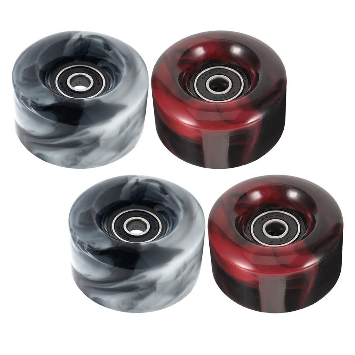 POPETPOP 4Pcs Roller Skate Wheels Replacement Durable PU Material High Elasticity Stylish Design for Outdoor Skating and Mixed Color with Bearings Included