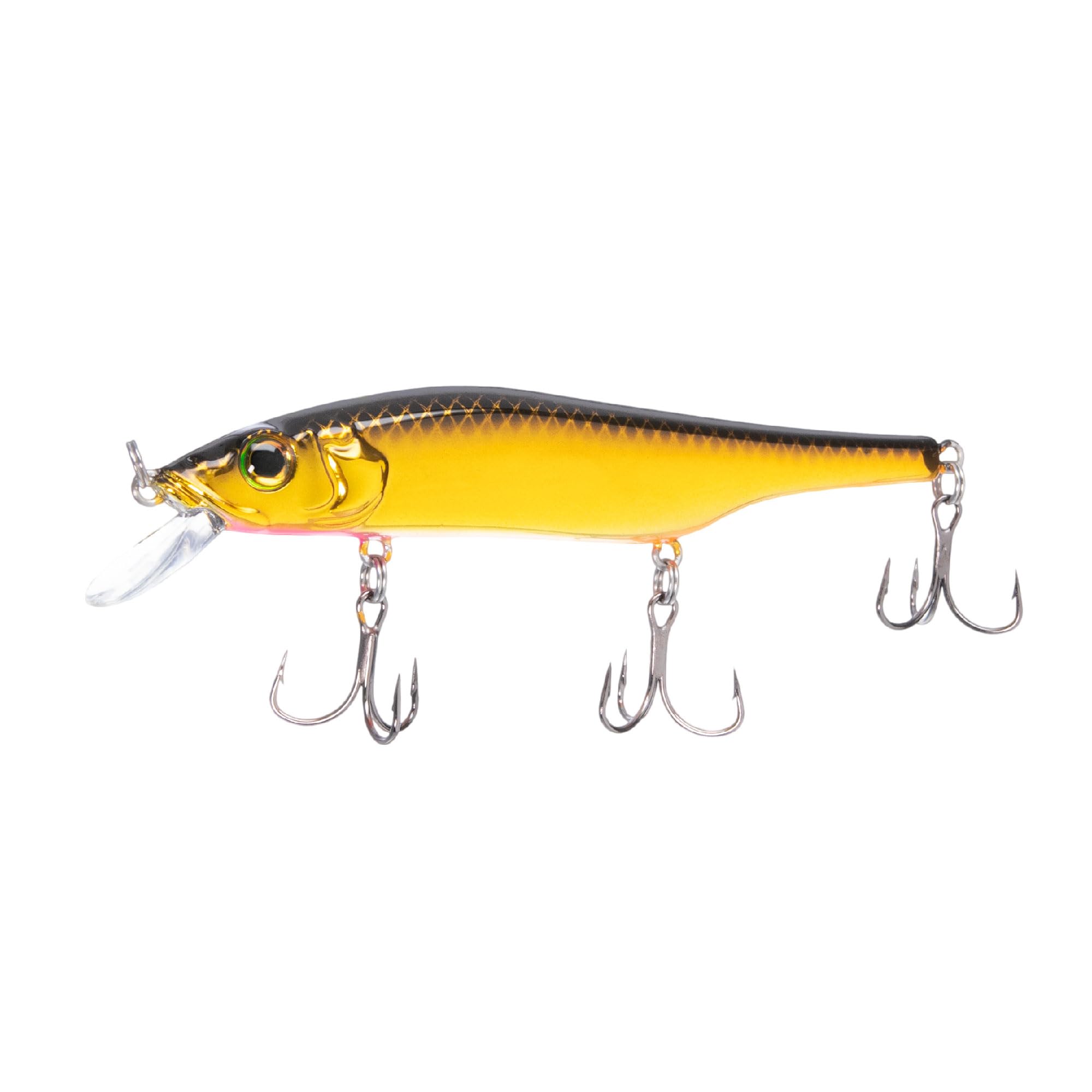 Bill Lewis Scope-Stik 120 Sinking 7ft+ Jerkbait Fishing Lifelike Freshwater & Saltwater Lure with Mustad UltraPoint Triple Grip Hooks, Gold Black/Orange Belly