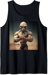 Muscular Alien Flexing and Posing GYM Bodybuilding Muscles Tank Top