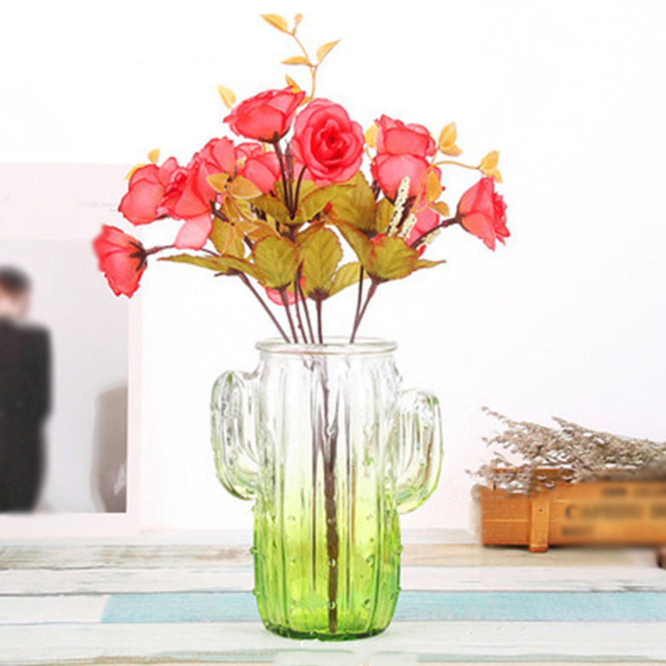 Amazon.co.jp: YJFFQ フラワーベース サボテンモチーフ 7*15cm