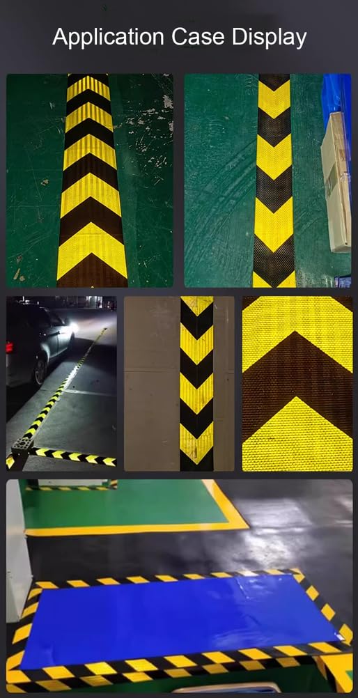 Cinta, cinta reflectante, Pegatinas reflectantes de advertencia, cinta reflectante impermeable, señalización seguridad, flecha amarilla y negra, 50 cm(50cm)