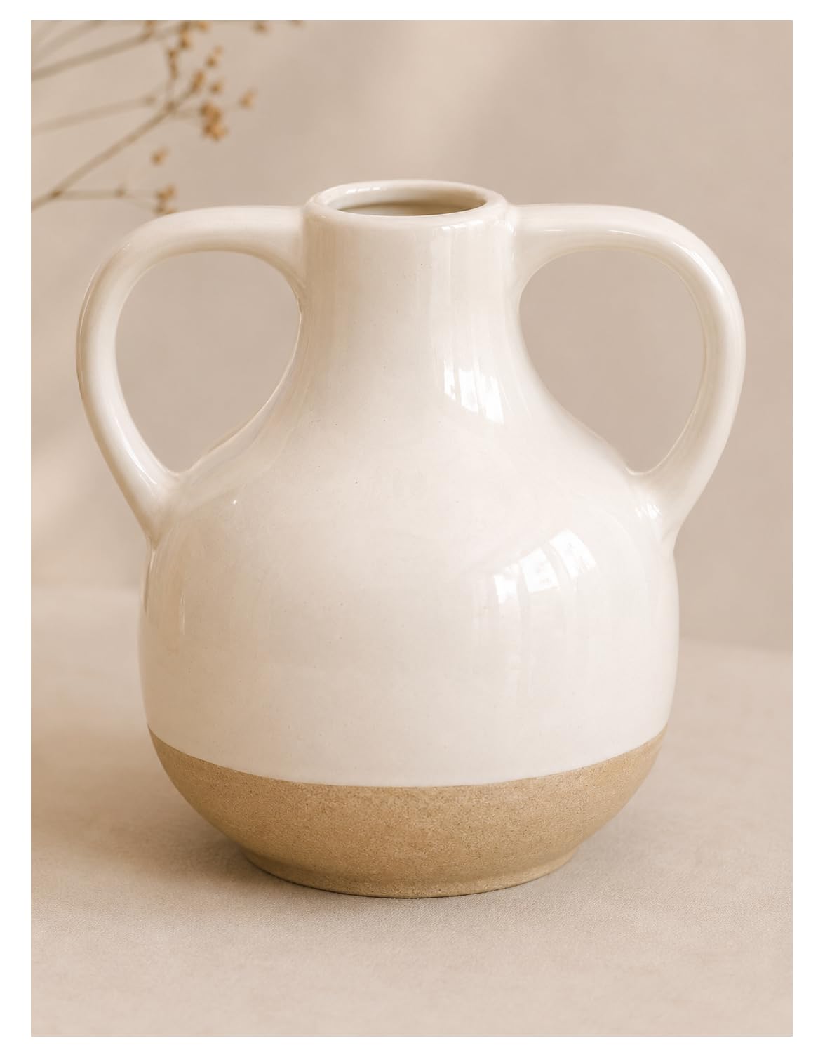 SPHINX Ceramic Bud Vase for Flowers & Pampas Grass | Modern Nordic Flower Vase for Living Room, Dining Table, Shelf, Office & Home Decor (No flowers)- (Rustic Amphora)