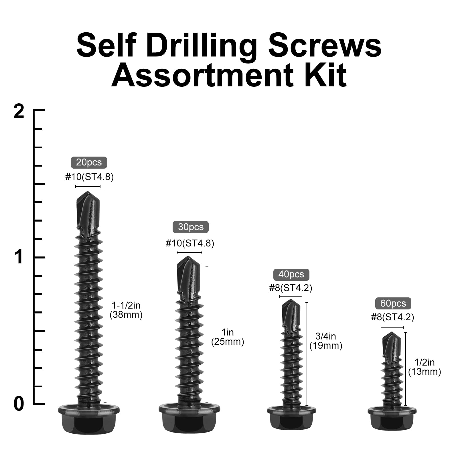 Stainless Steel Self Tapping Screws - 150 Pcs Kit -2 Stainless Steel Self Tapping Screws - 150 Pcs Kit -2