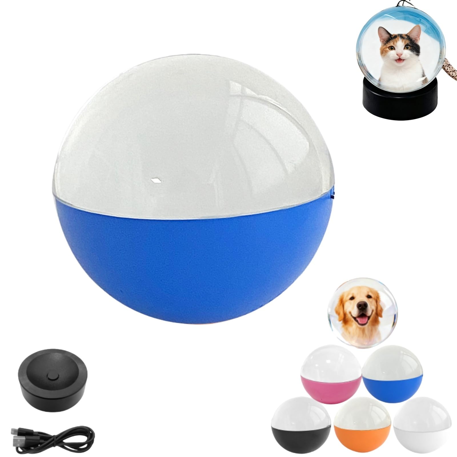 Memory orb Ball, Crystal Ball Video Player Full-Color Dynamic Display Images, Videos, Music Gift Decorative Item (Blue)-image-12