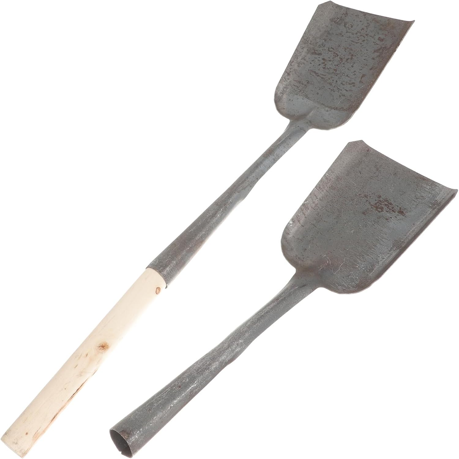 2pcs Small Dark Cast Iron Fireplace Shovels Without Wooden Handle, Ash Cleaning Shovel for Home Stove and Coal Handling, Practical Household Hearth Scoop