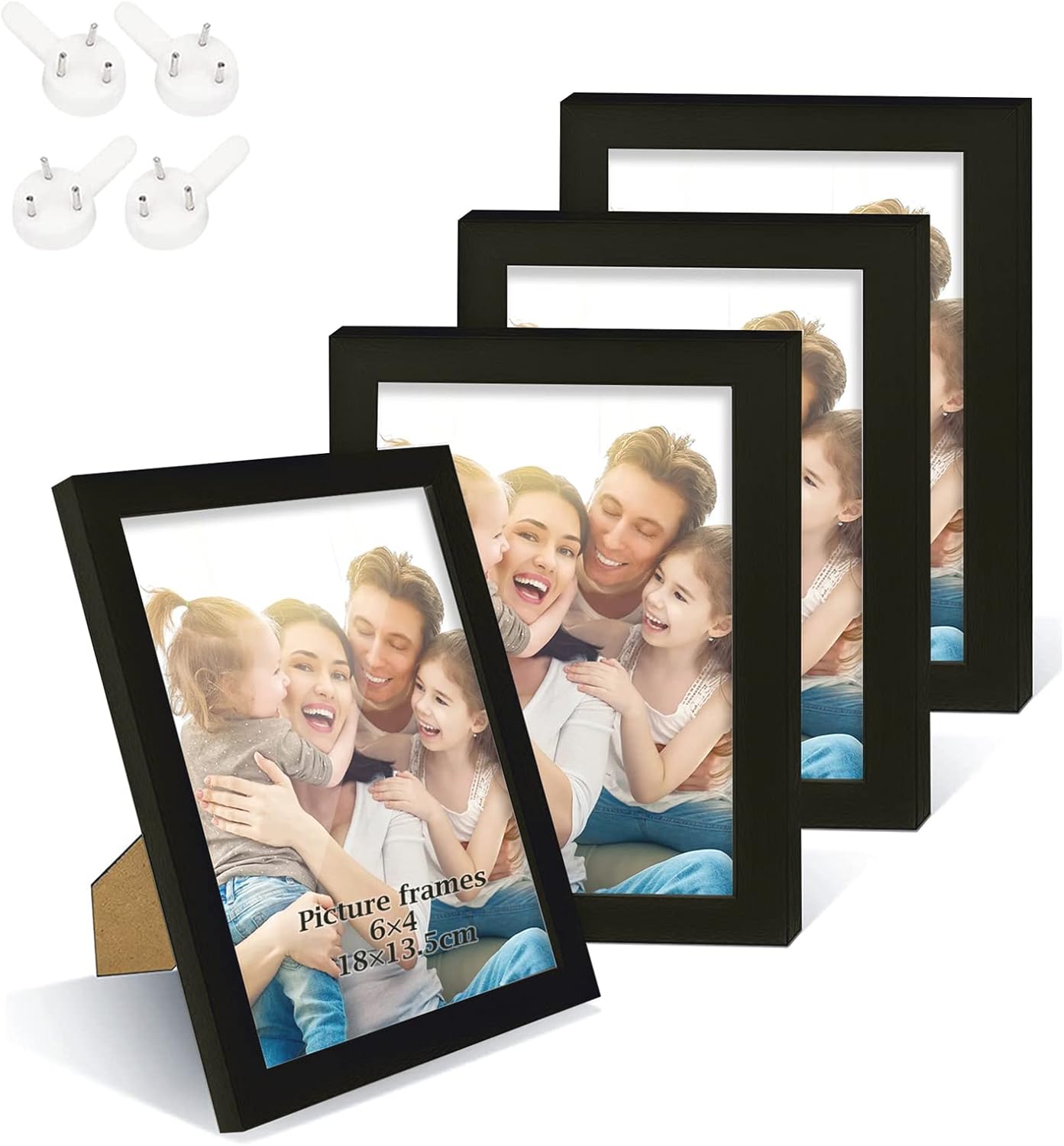 XHDA 4 Pack Black 6x4 Photo Frames with Mount, Black Picture Frames 6x4