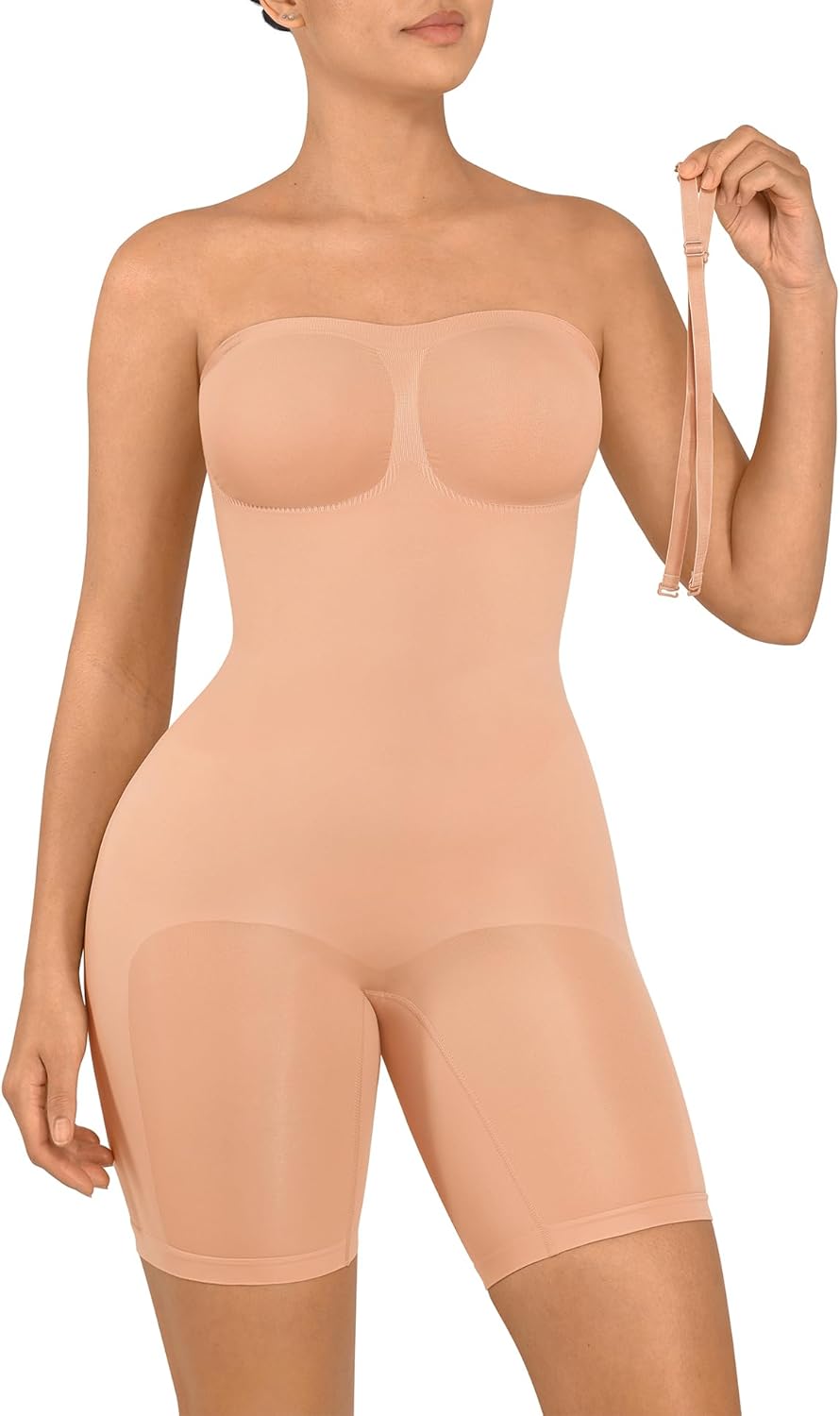 feelingirl strapless bodysuit for women tummy control shapewear seamless sculpt body shaper with removable straps