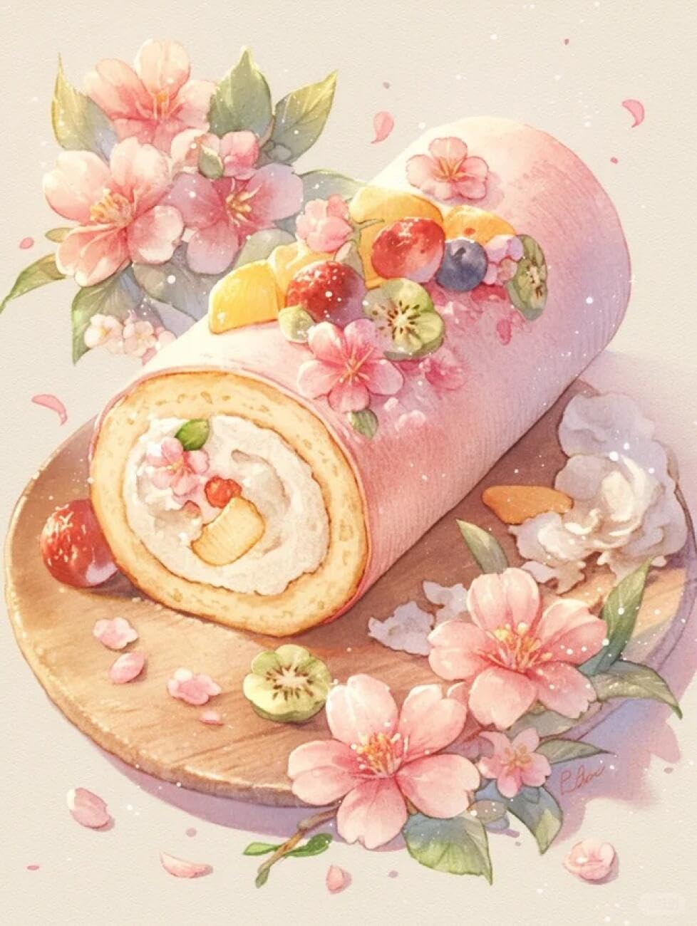 Rqwybcaxn Bead Embroidery Kits Cartoon Cake 40x50cm