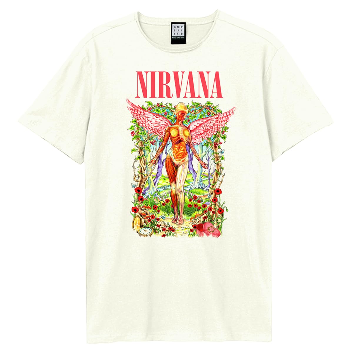 Amplified in Utero Wilderness Nirvana T-Shirt - Crew Neck - Vintage White - XL