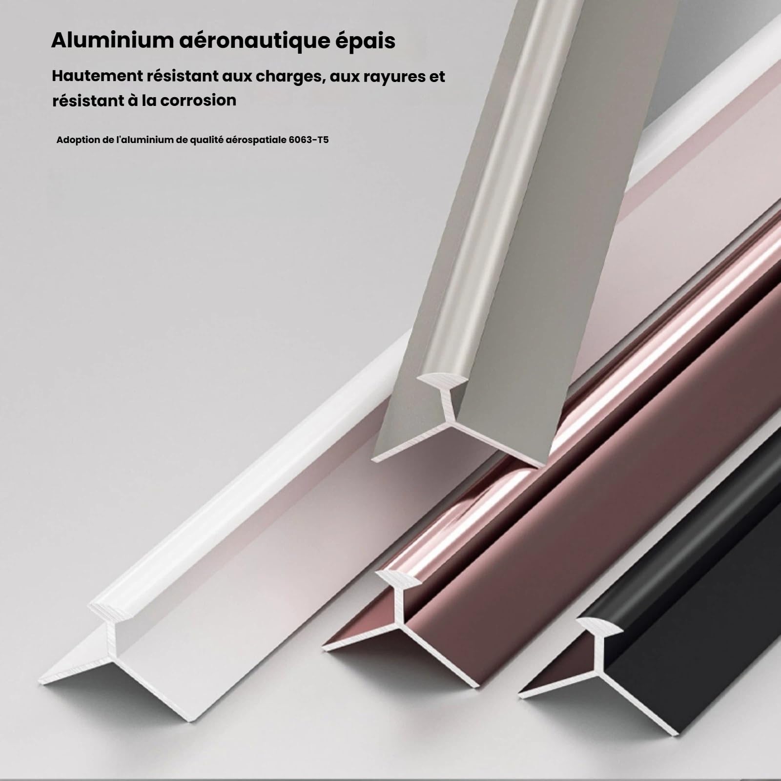 Profilé De Finition pour Carrelage en Aluminium – Cornière D’Angle Universelle pour Carreaux 5–15 Mm, 100 Cm X 3 Pièces, pour Usage Résidentiel Et Commercial(Rose Gold,A)